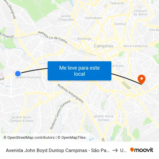 Avenida John Boyd Dunlop Campinas - São Paulo 13060 Brasil to Unip map
