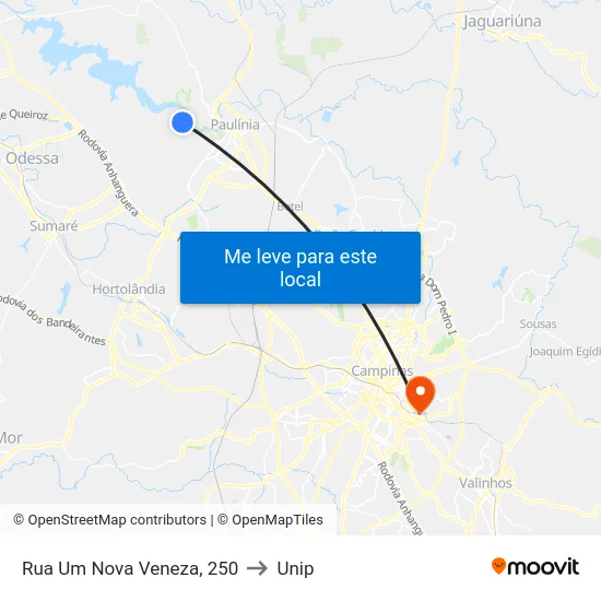 Rua Um Nova Veneza, 250 to Unip map