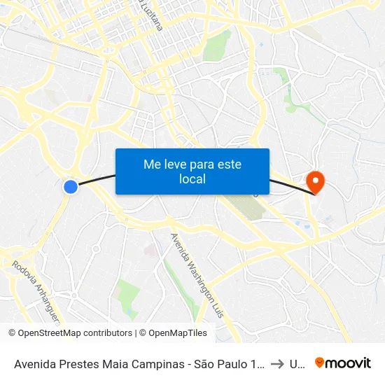 Avenida Prestes Maia Campinas - São Paulo 13040 Brasil to Unip map