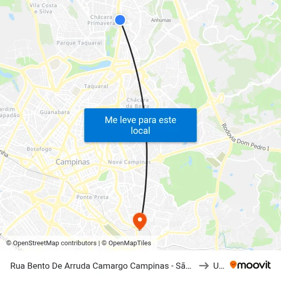 Rua Bento De Arruda Camargo Campinas - São Paulo 13088 Brasil to Unip map