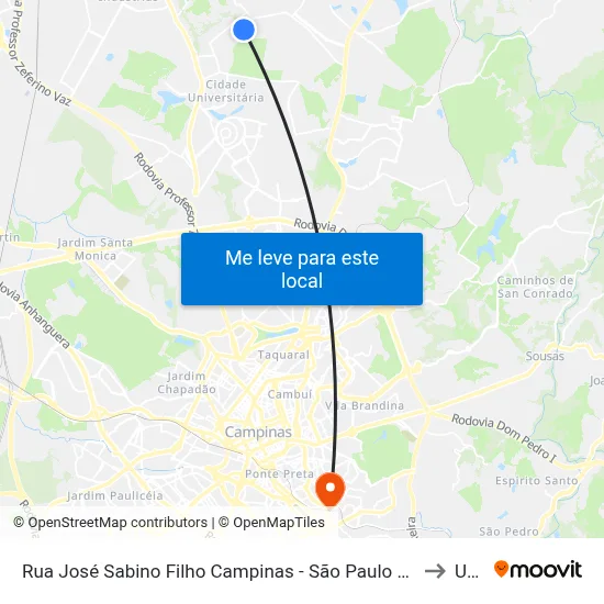 Rua José Sabino Filho Campinas - São Paulo 13085 Brasil to Unip map