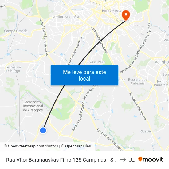 Rua Vítor Baranauskas Filho 125 Campinas - São Paulo 13053 Brasil to Unip map