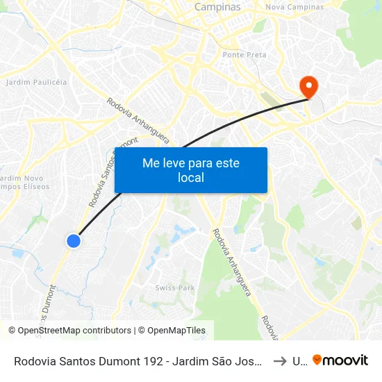 Rodovia Santos Dumont 192 - Jardim São José Campinas - SP 13030-150 Brasil to Unip map
