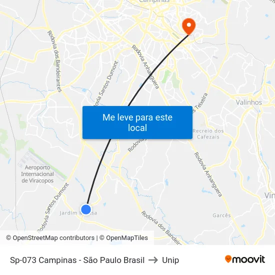 Sp-073 Campinas - São Paulo Brasil to Unip map