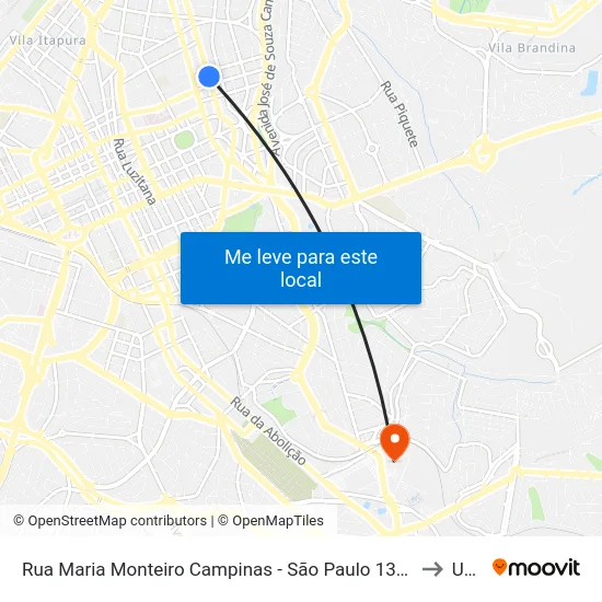 Rua Maria Monteiro Campinas - São Paulo 13025 Brasil to Unip map