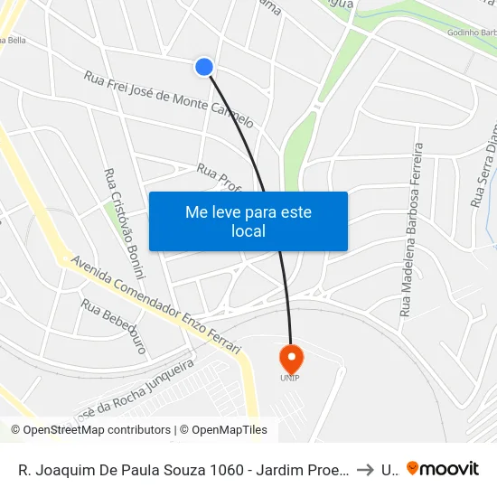 R. Joaquim De Paula Souza 1060 - Jardim Proença Campinas - SP 13100-422 Brasil to Unip map