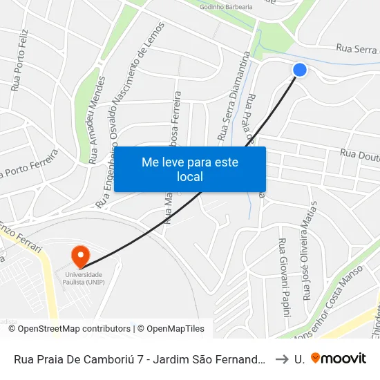 Rua Praia De Camboriú 7 - Jardim São Fernando Campinas - SP 13100-367 República Federativa Do Brasil to Unip map