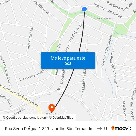 Rua Serra D Água 1-399 - Jardim São Fernando Campinas - SP 13100-370 Brasil to Unip map