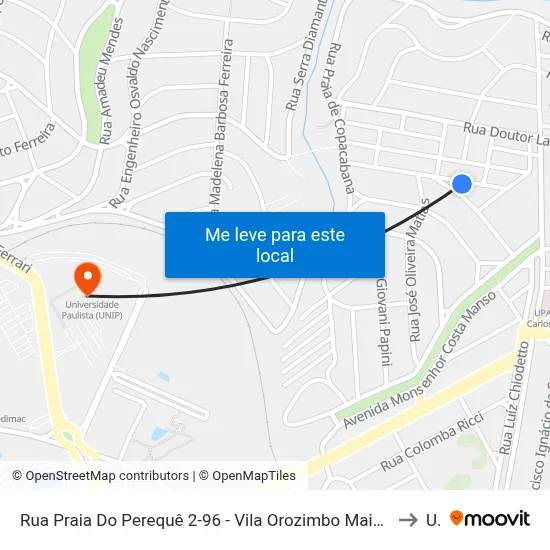 Rua Praia Do Perequê 2-96 - Vila Orozimbo Maia Campinas - SP 13100-677 República Federativa Do Brasil to Unip map