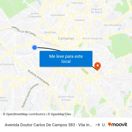 Avenida Doutor Carlos De Campos 583 - Vila Industrial Campinas - SP República Federativa Do Brasil to Unip map