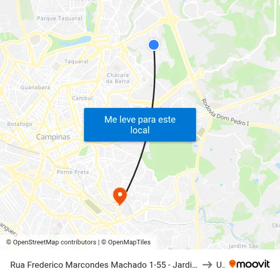 Rua Frederico Marcondes Machado 1-55 - Jardim Boa Esperança Campinas - SP 13091-508 Brasil to Unip map