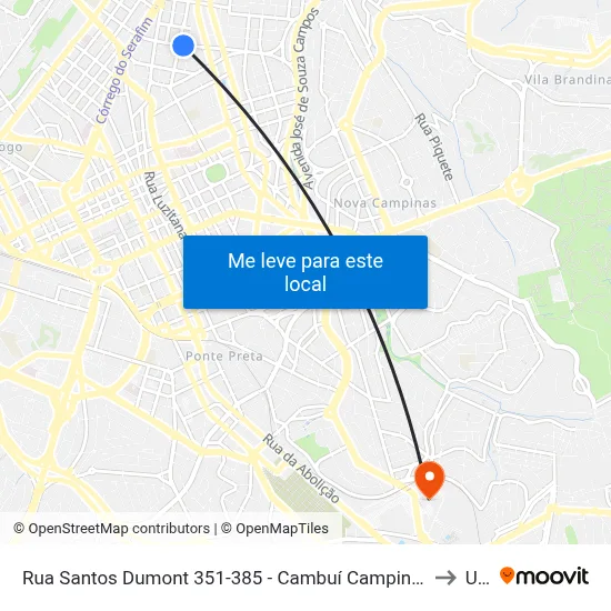 Rua Santos Dumont 351-385 - Cambuí Campinas - SP 13024-020 Brasil to Unip map