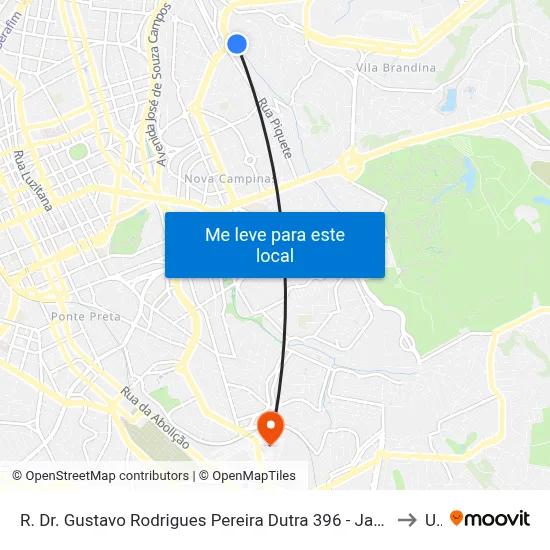 R. Dr. Gustavo Rodrigues Pereira Dutra 396 - Jardim Das Paineiras Campinas - SP 13092-204 Brasil to Unip map
