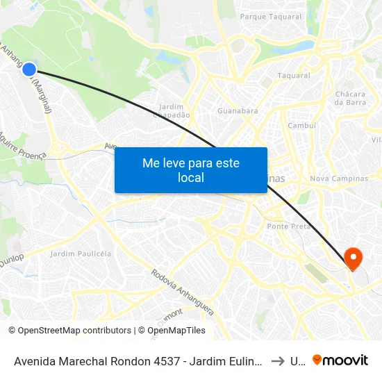 Avenida Marechal Rondon 4537 - Jardim Eulina Campinas - SP Brasil to Unip map