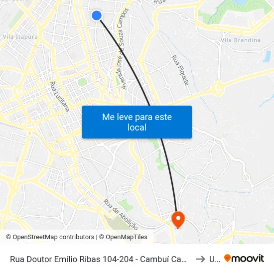 Rua Doutor Emílio Ribas 104-204 - Cambuí Campinas - SP 13025-140 Brasil to Unip map