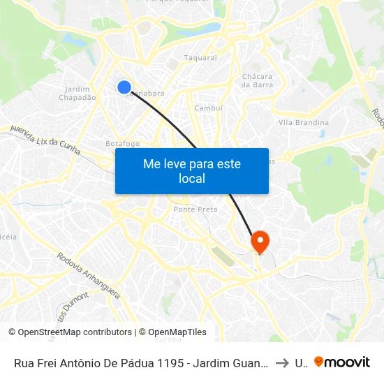 Rua Frei Antônio De Pádua 1195 - Jardim Guanabara Campinas - SP 13073-330 Brasil to Unip map
