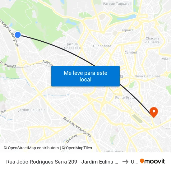Rua João Rodrigues Serra 209 - Jardim Eulina Campinas - SP 13063-240 Brasil to Unip map