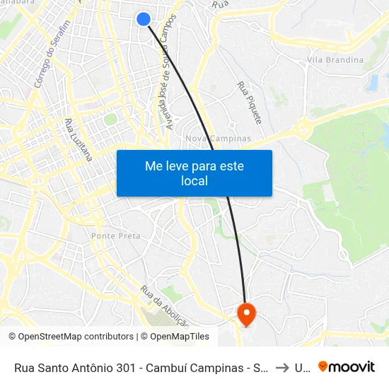 Rua Santo Antônio 301 - Cambuí Campinas - SP 13024-440 Brasil to Unip map