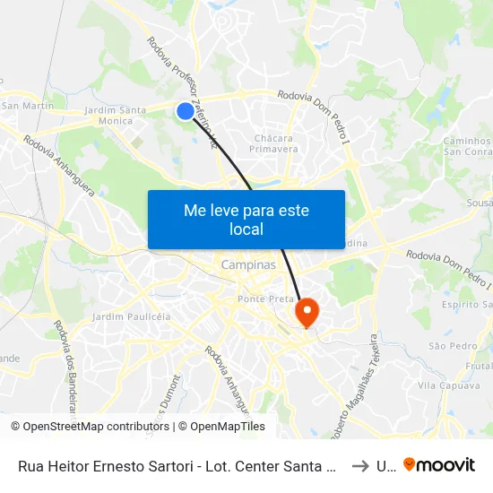 Rua Heitor Ernesto Sartori - Lot. Center Santa Genebra Campinas - SP Brasil to Unip map
