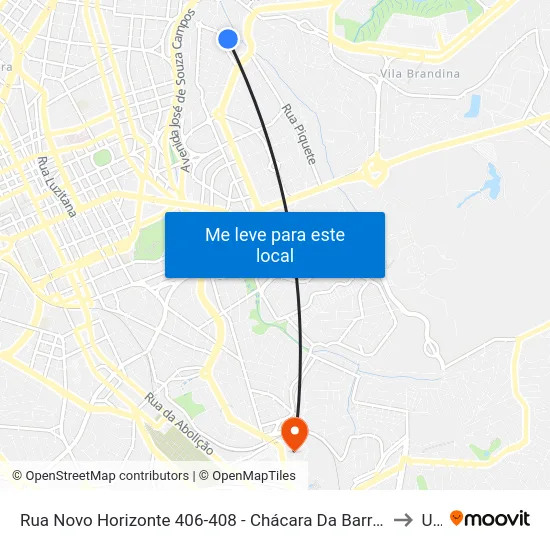 Rua Novo Horizonte 406-408 - Chácara Da Barra Campinas - SP 13090-768 Brasil to Unip map