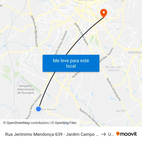 Rua Jerônimo Mendonça 639 - Jardim Campo Belo Campinas - SP Brasil to Unip map
