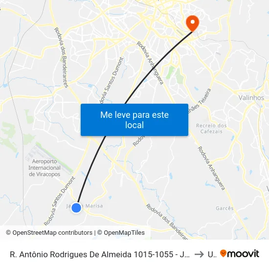 R. Antônio Rodrigues De Almeida 1015-1055 - Jardim Itaguacu I Campinas - SP 13053-181 Brasil to Unip map