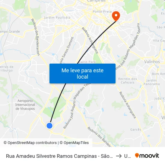 Rua Amadeu Silvestre Ramos Campinas - São Paulo Brasil to Unip map