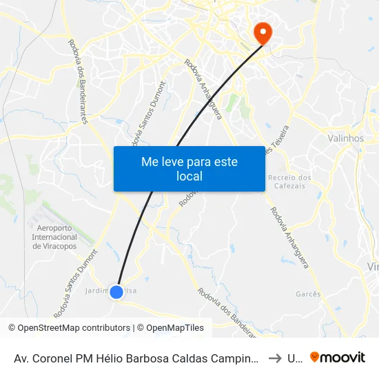 Av. Coronel PM Hélio Barbosa Caldas Campinas - São Paulo Brasil to Unip map