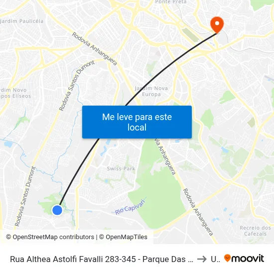 Rua Althea Astolfi Favalli 283-345 - Parque Das Camelias Campinas - SP 13052-542 Brasil to Unip map