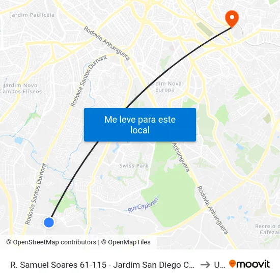 R. Samuel Soares 61-115 - Jardim San Diego Campinas - SP 13052-571 Brasil to Unip map