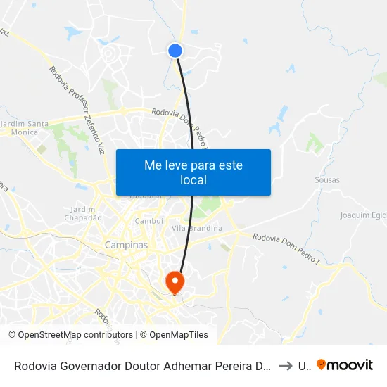 Rodovia Governador Doutor Adhemar Pereira De Barros Campinas - São Paulo 13098 Brasil to Unip map