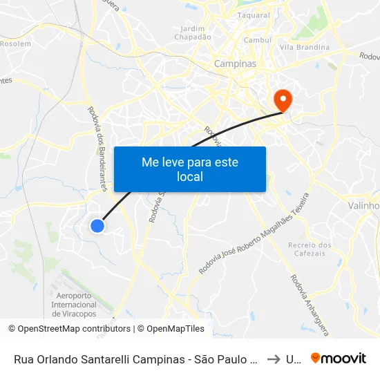 Rua Orlando Santarelli Campinas - São Paulo 13056 Brasil to Unip map
