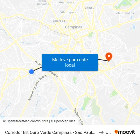 Corredor Brt Ouro Verde Campinas - São Paulo 13050 Brasil to Unip map