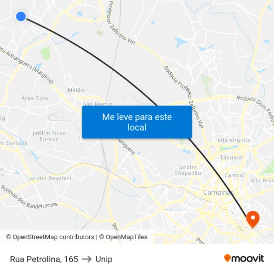 Rua Petrolina, 165 to Unip map