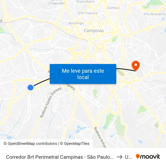 Corredor Brt Perimetral Campinas - São Paulo 13050 Brasil to Unip map