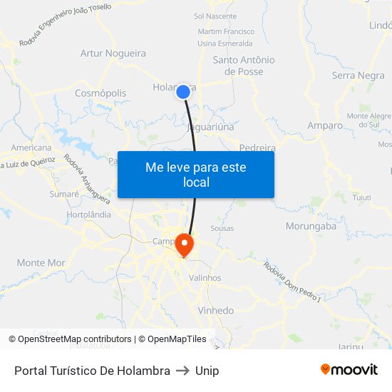 Portal Turístico De Holambra to Unip map