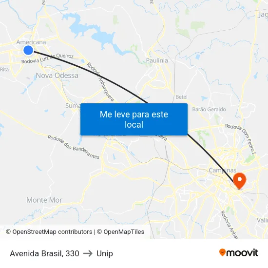 Avenida Brasil, 330 to Unip map