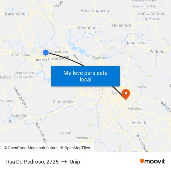 Rua Do Pedroso, 2725 to Unip map