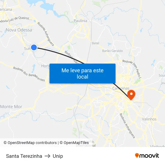 Santa Terezinha to Unip map