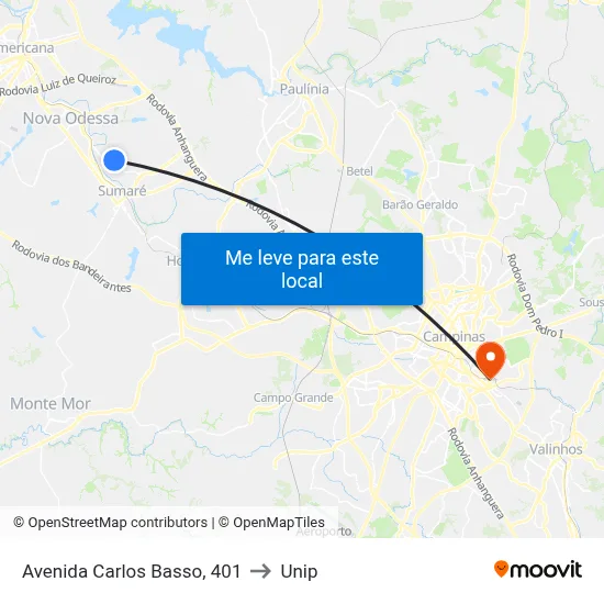 Avenida Carlos Basso, 401 to Unip map