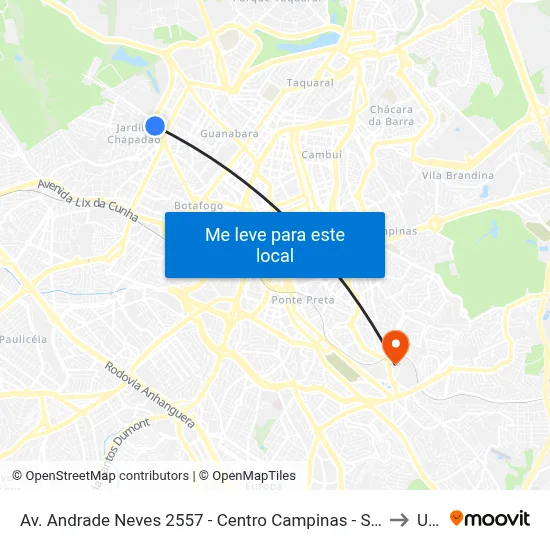 Av. Andrade Neves 2557 - Centro Campinas - SP 13013-160 Brasil to Unip map