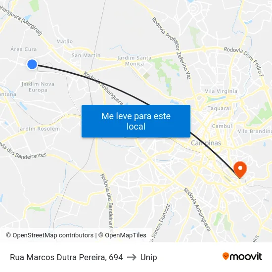 Rua Marcos Dutra Pereira, 694 to Unip map