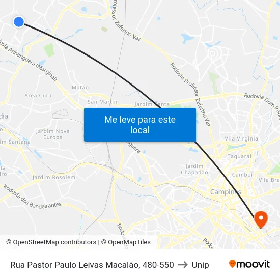 Rua Pastor Paulo Leivas Macalão, 480-550 to Unip map