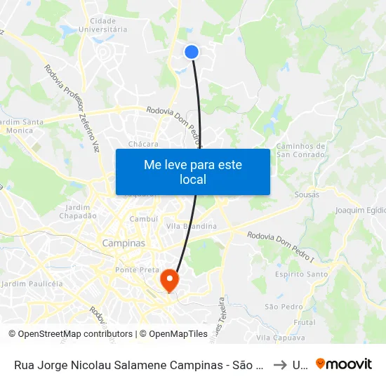 Rua Jorge Nicolau Salamene Campinas - São Paulo 13098 Brasil to Unip map