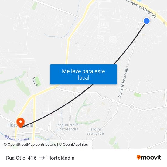 Rua Otio, 416 to Hortolândia map