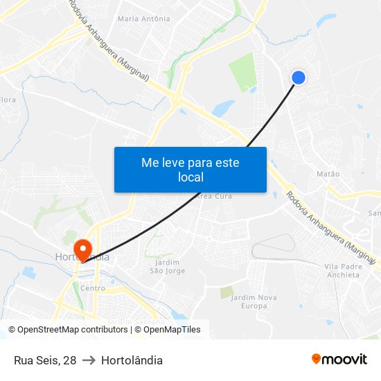 Rua Seis, 28 to Hortolândia map