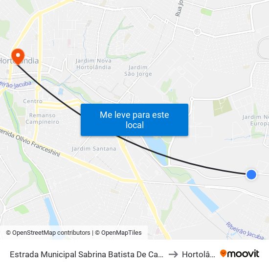 Estrada Municipal Sabrina Batista De Camargo, 2945 to Hortolândia map