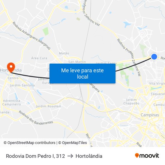 Rodovia Dom Pedro I, 312 to Hortolândia map