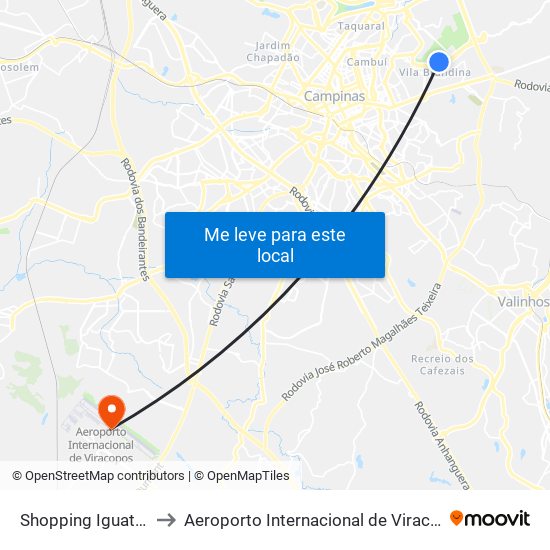 Shopping Iguatemi to Aeroporto Internacional de Viracopos map