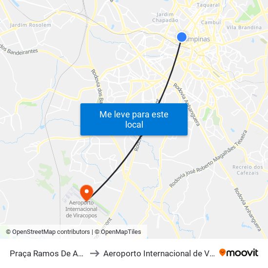 Praça Ramos De Azevedo to Aeroporto Internacional de Viracopos map